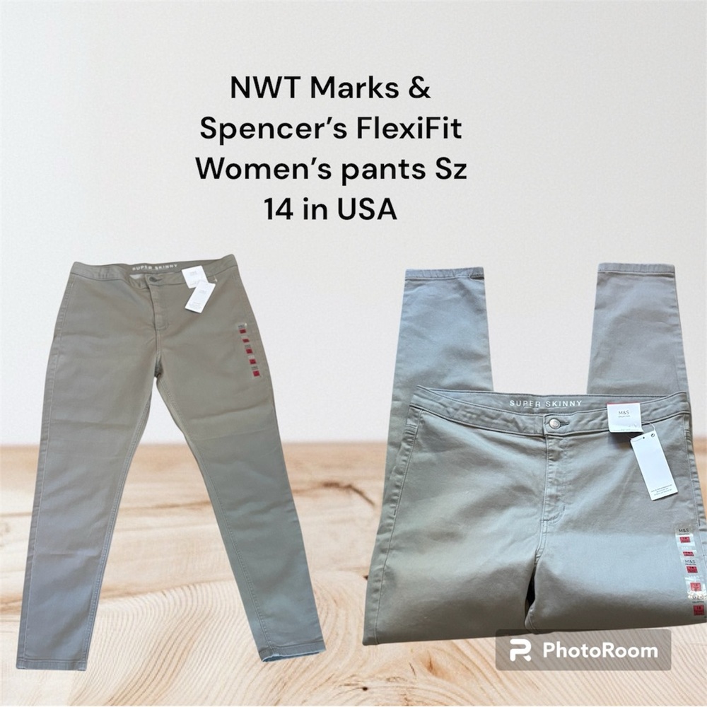 NWT M & S Collection FlexiFit
High Rise Light Gray pants Sz 14 in USA